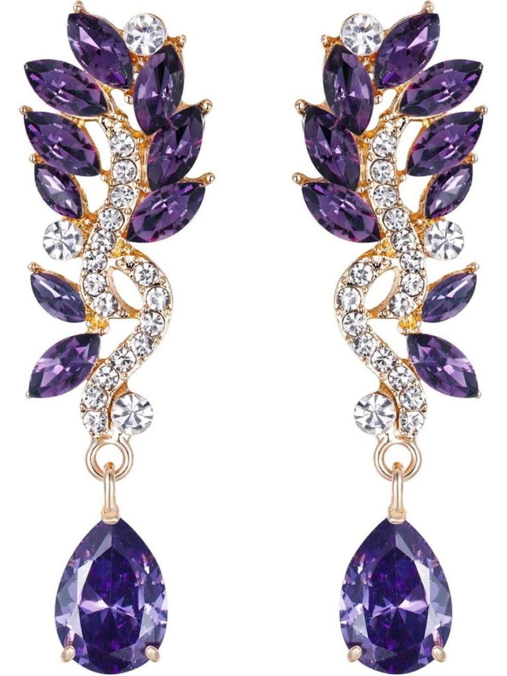 Elegant Austrian Crystal Bridal Teardrop Chandelier Dangle Earrings for Weddings
